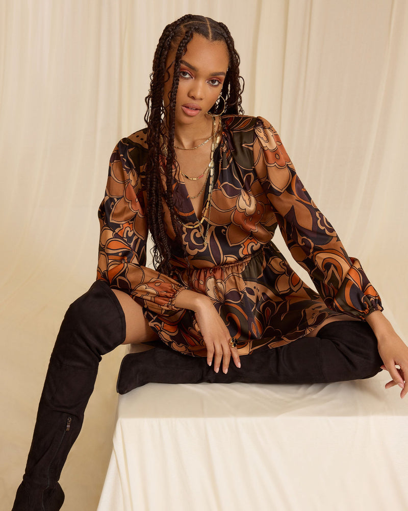 GLORIA DRESS - BOHO BROWN