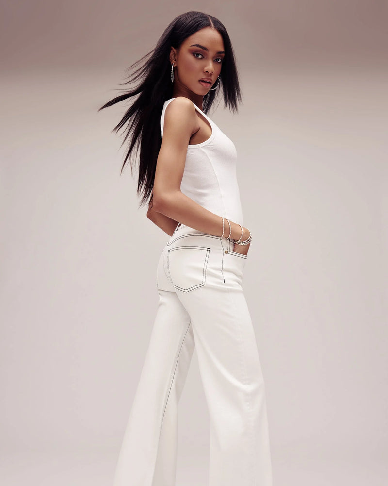 TYRA MID-RISE JEAN - WHITE/NAVY
