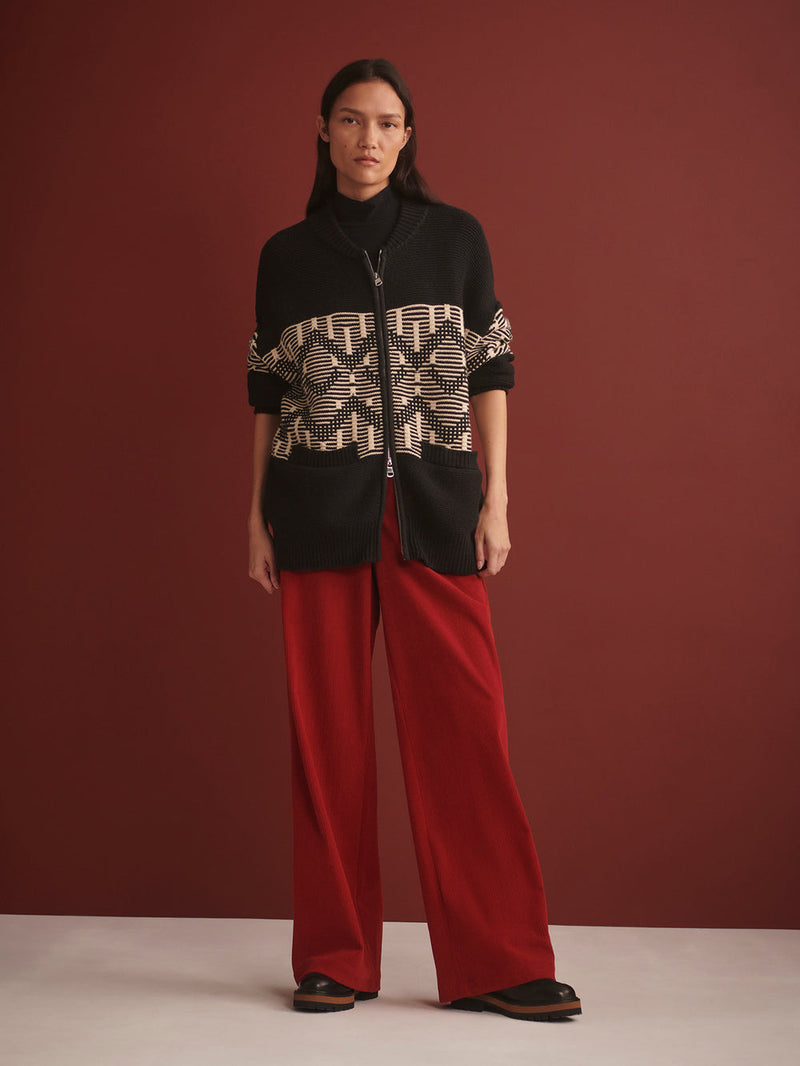 LINNEA FAIRISLE KNIT JKT - BLK