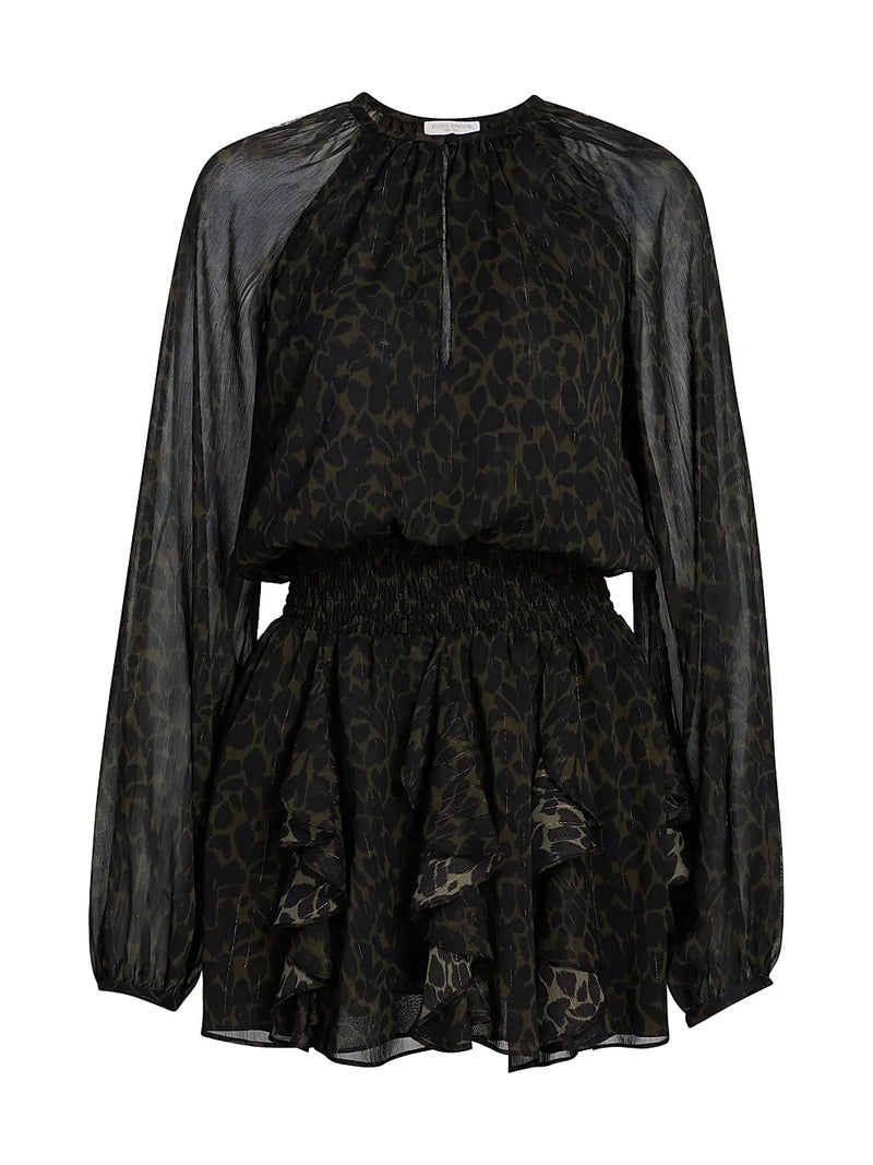 TAMMY DRESS - DK OLIVE LEOPARD
