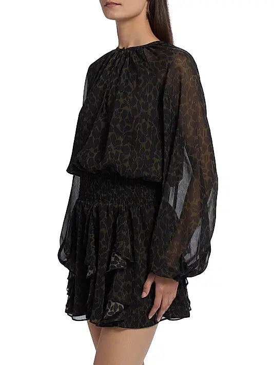 TAMMY DRESS - DK OLIVE LEOPARD