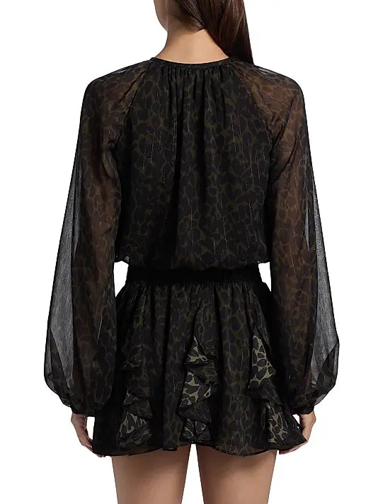 TAMMY DRESS - DK OLIVE LEOPARD