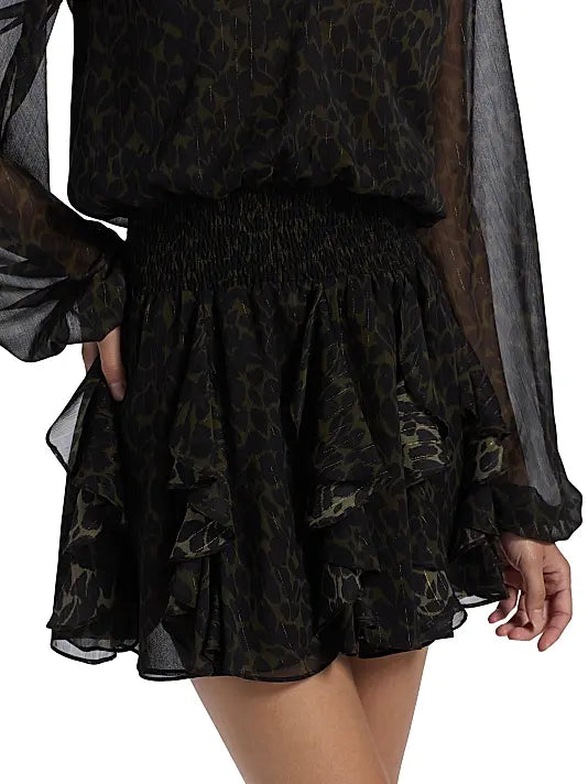 TAMMY DRESS - DK OLIVE LEOPARD
