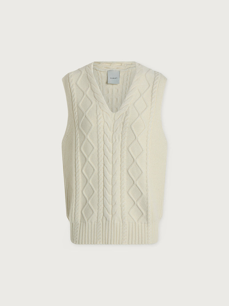 KAY CABLE KNIT VEST - SNOW WHITE