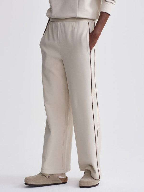 BRUSHED RIB WIDE LEG - CEMENT