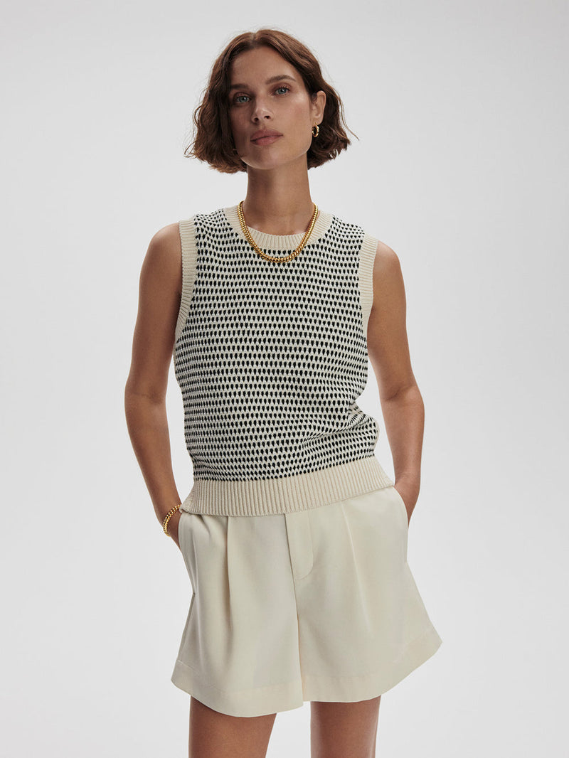 KNOWLES TEXTURED KNIT VEST - BIRCH