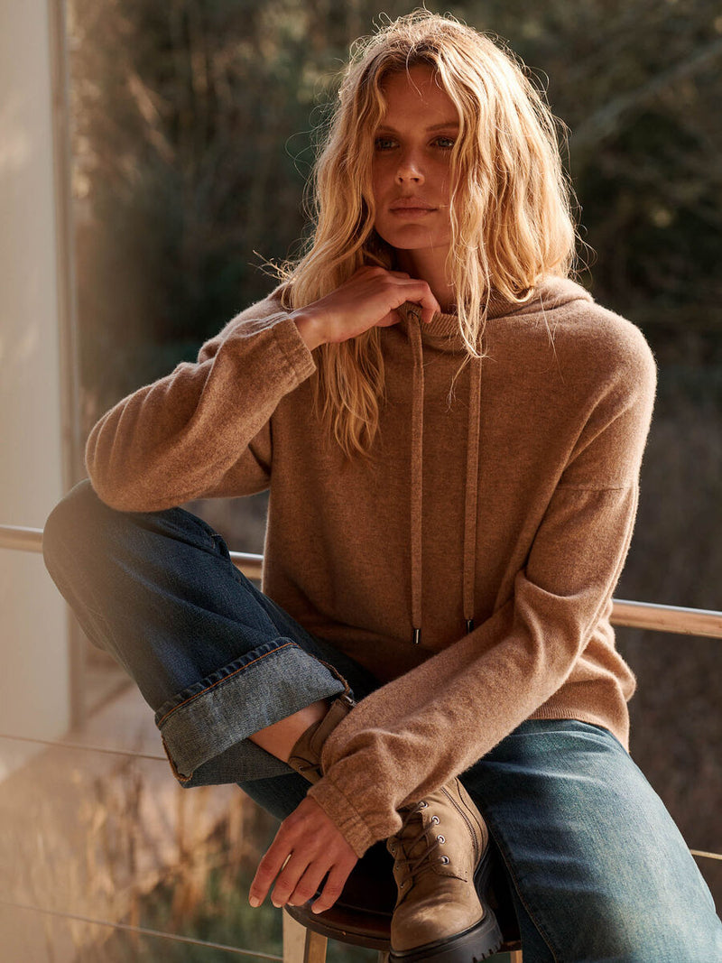 CASHMERE HOODIE - CAMEL
