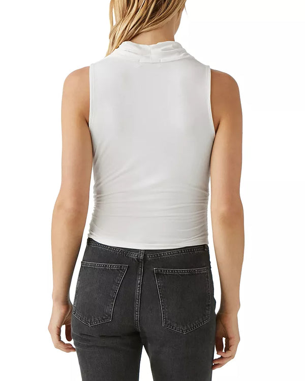ANITA DRAPE NECK TOP - CHALK