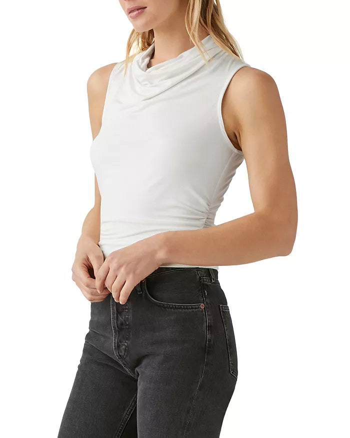 ANITA DRAPE NECK TOP - CHALK