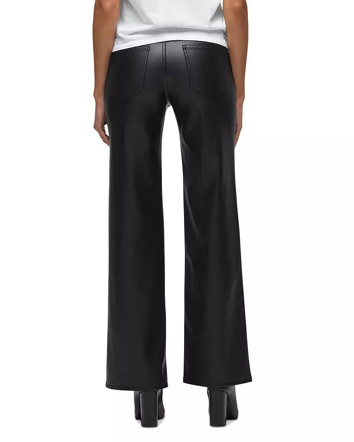 ROSIE HIGH RISE VEGAN LEATHER WIDE LEG - BLK