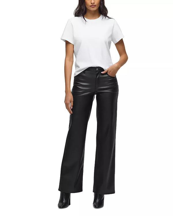 ROSIE HIGH RISE VEGAN LEATHER WIDE LEG - BLK