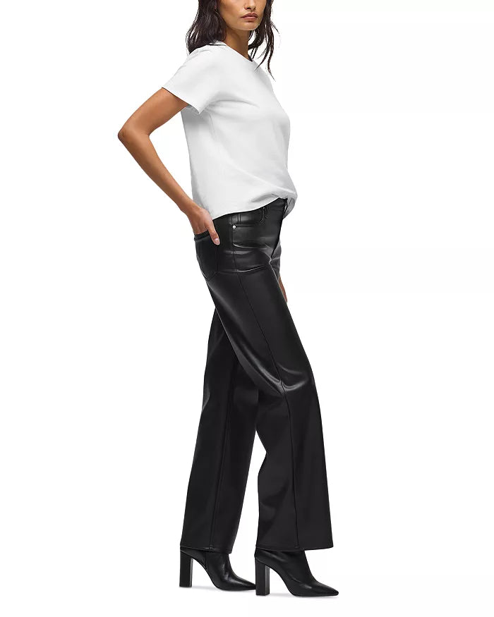ROSIE HIGH RISE VEGAN LEATHER WIDE LEG - BLK