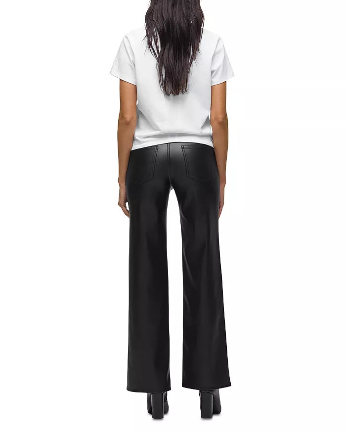 ROSIE HIGH RISE VEGAN LEATHER WIDE LEG - BLK