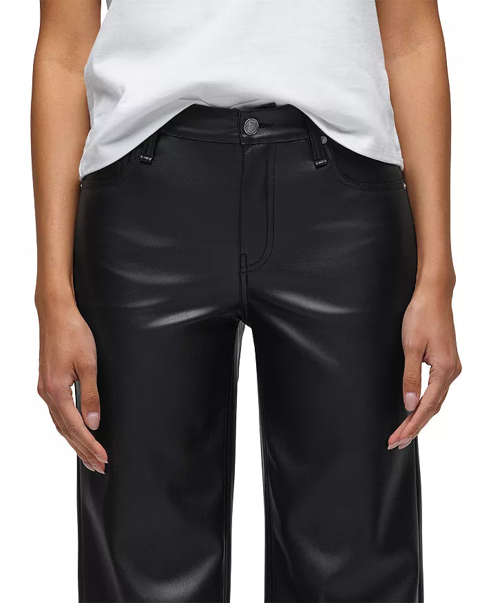 ROSIE HIGH RISE VEGAN LEATHER WIDE LEG - BLK