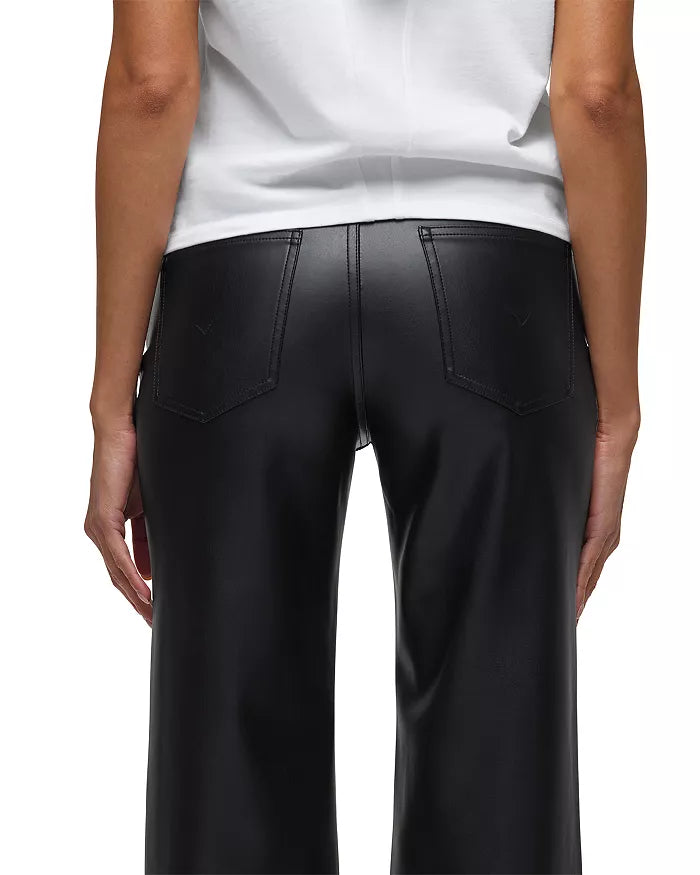 ROSIE HIGH RISE VEGAN LEATHER WIDE LEG - BLK