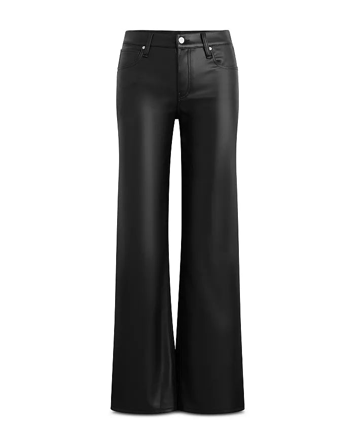 ROSIE HIGH RISE VEGAN LEATHER WIDE LEG - BLK