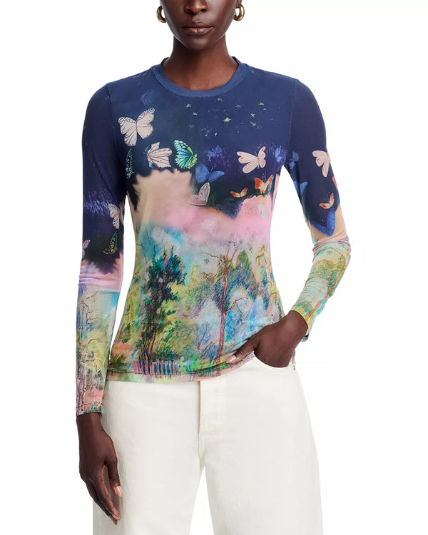 NATALIE L/S MESH TEE - AURE