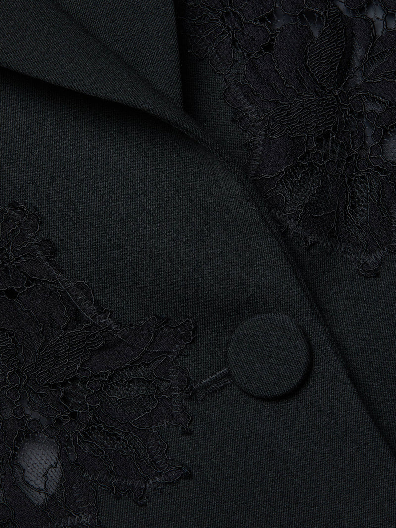 CLEMENTINE LACE APPLIQUE BLAZER - BLK