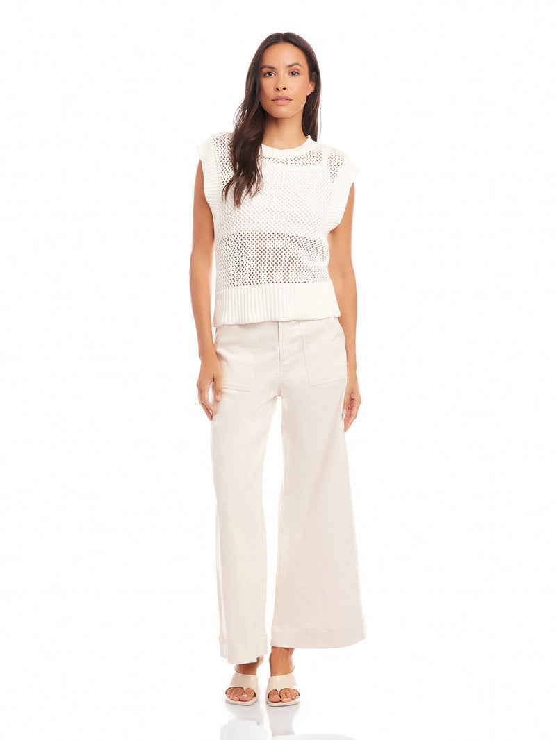 CARLY S/L CROCHET TOP - OFF WHITE