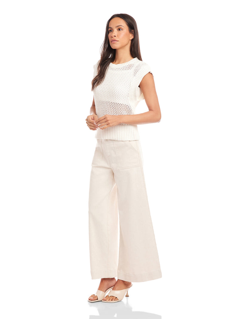 CARLY S/L CROCHET TOP - OFF WHITE