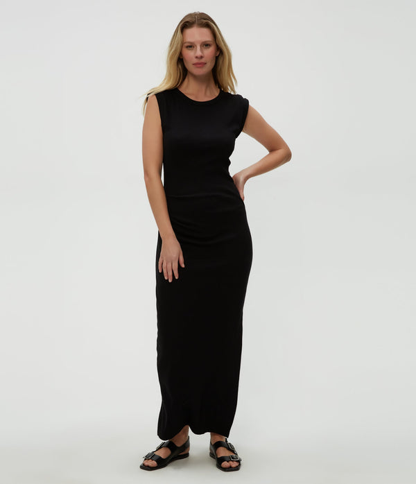 CALLIOPE EXT. SLEEVE MAXI DRESS - BLK