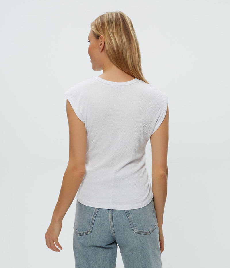 LEIGHTON POWER SHOULDER TOP - WHT