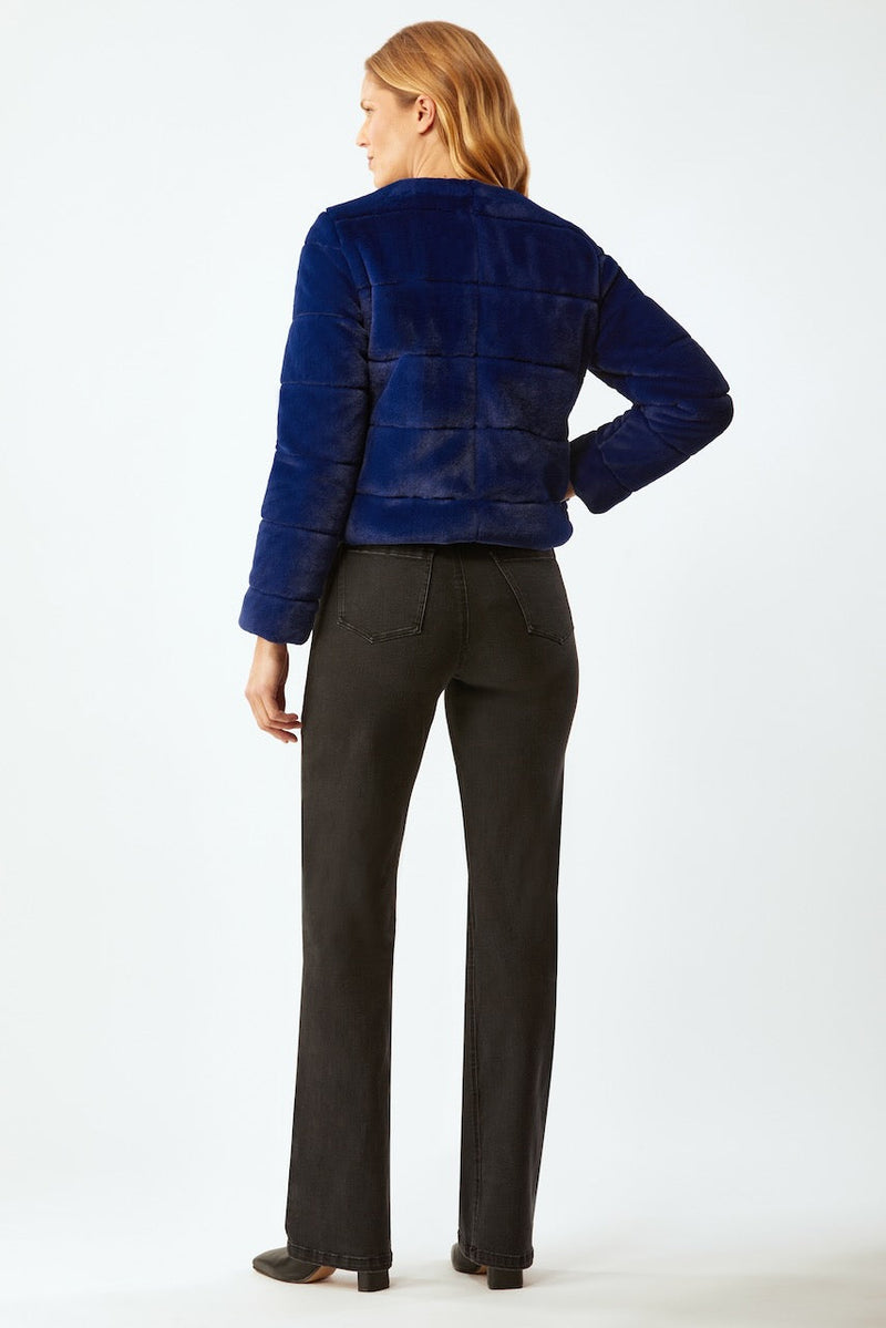 FAUX FUR SHORT JACKET - DEEP ROYAL
