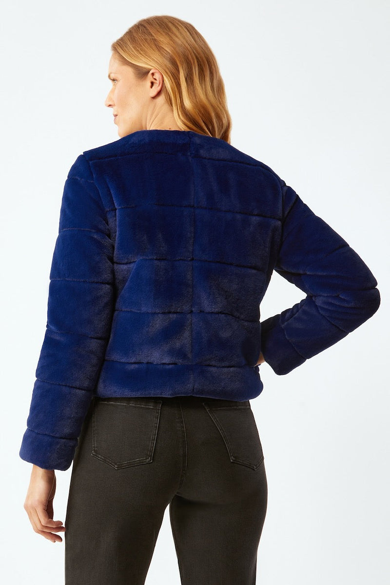FAUX FUR SHORT JACKET - DEEP ROYAL