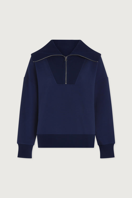 CATHERINE HALF ZIP SWEAT - NAVY