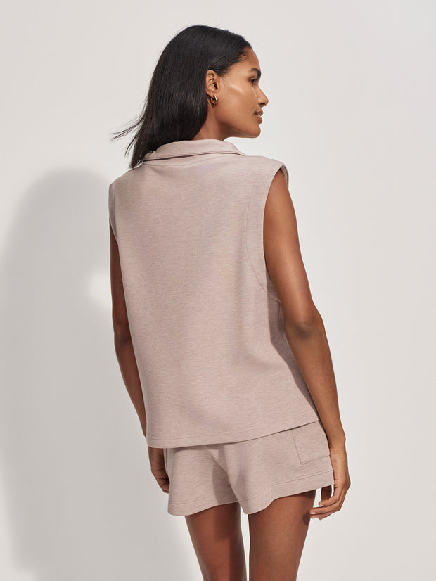 MAGNOLIA HALF ZIP TANK - TAUPE MARL