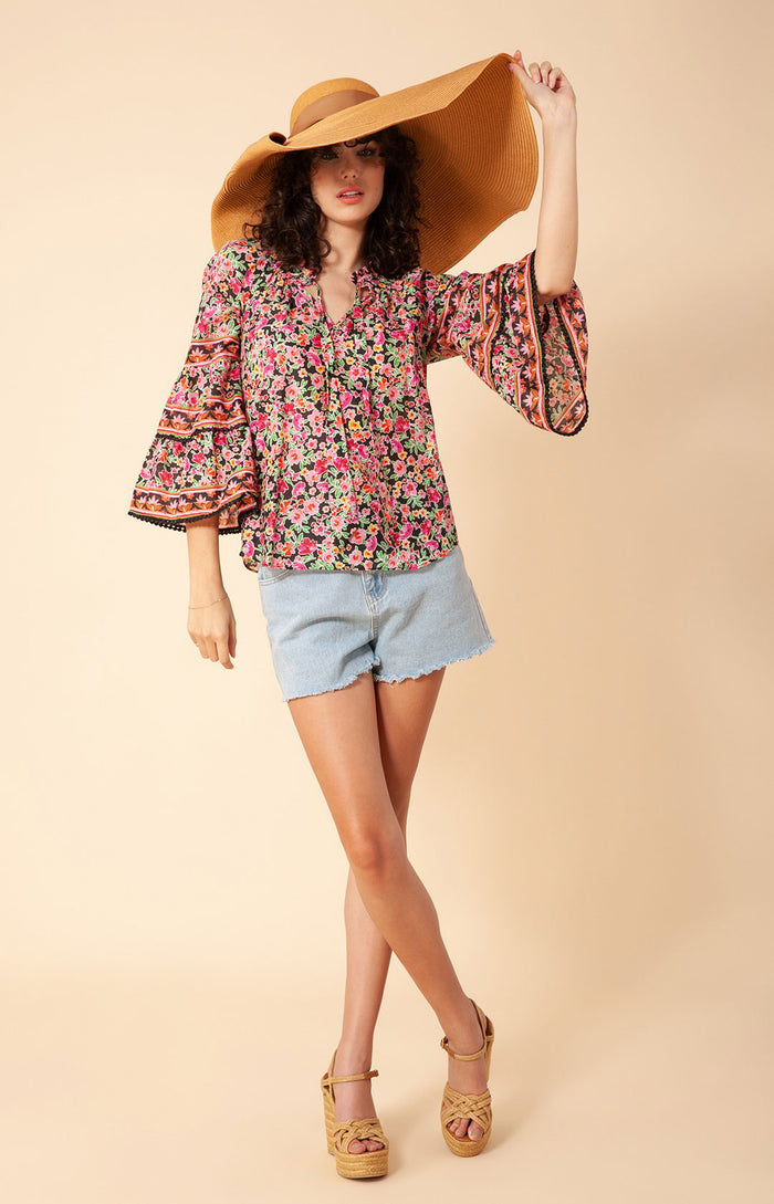 LUCINDA VOILE TOP - BLK