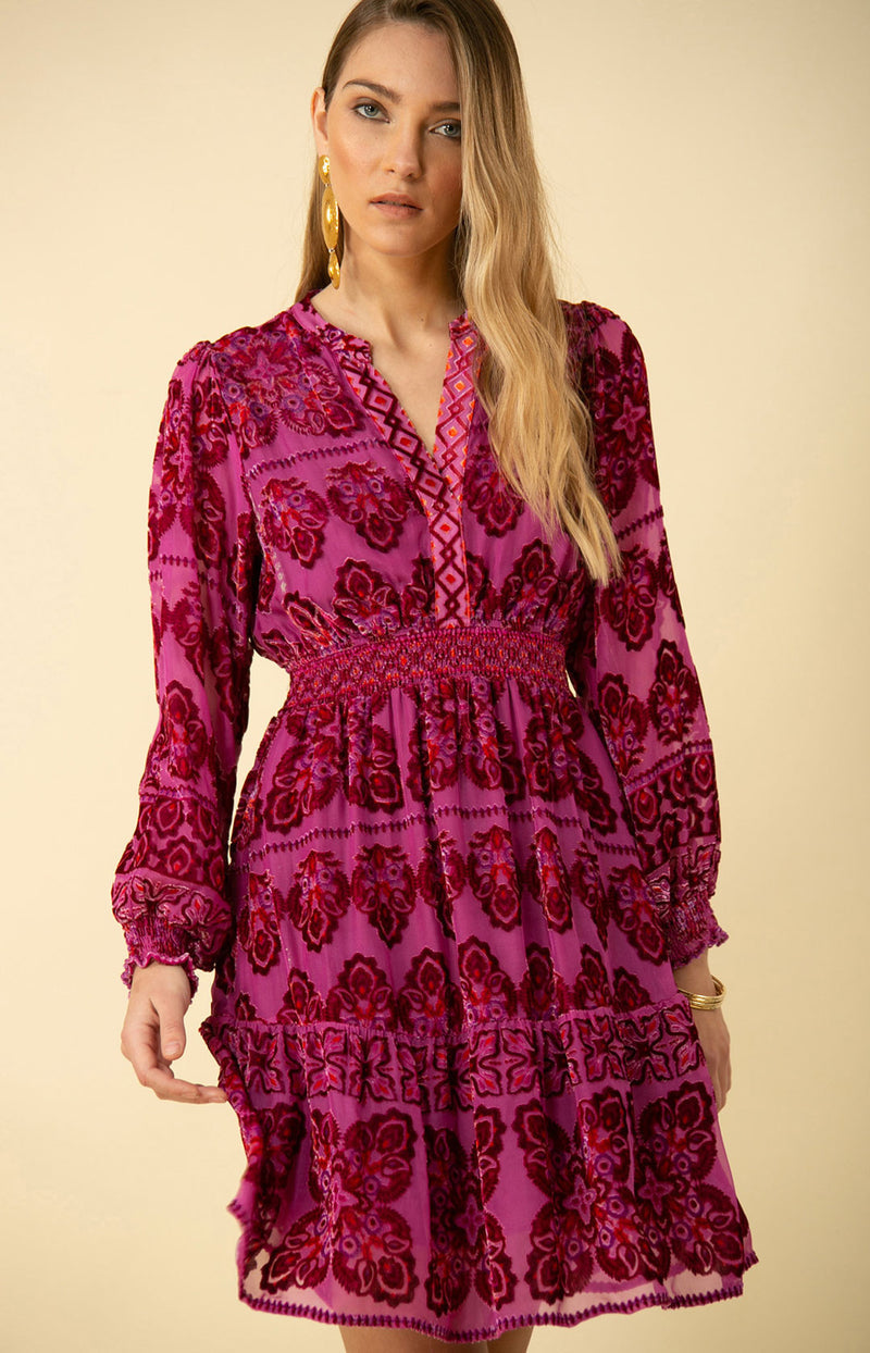 CAMILA VELVET BURNOUT DRESS