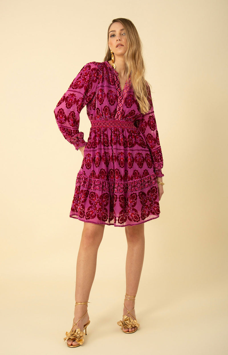 CAMILA VELVET BURNOUT DRESS