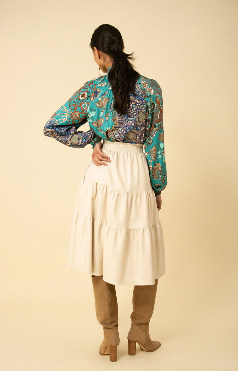 ADDISON TWILL SCARF TIE NECK TOP