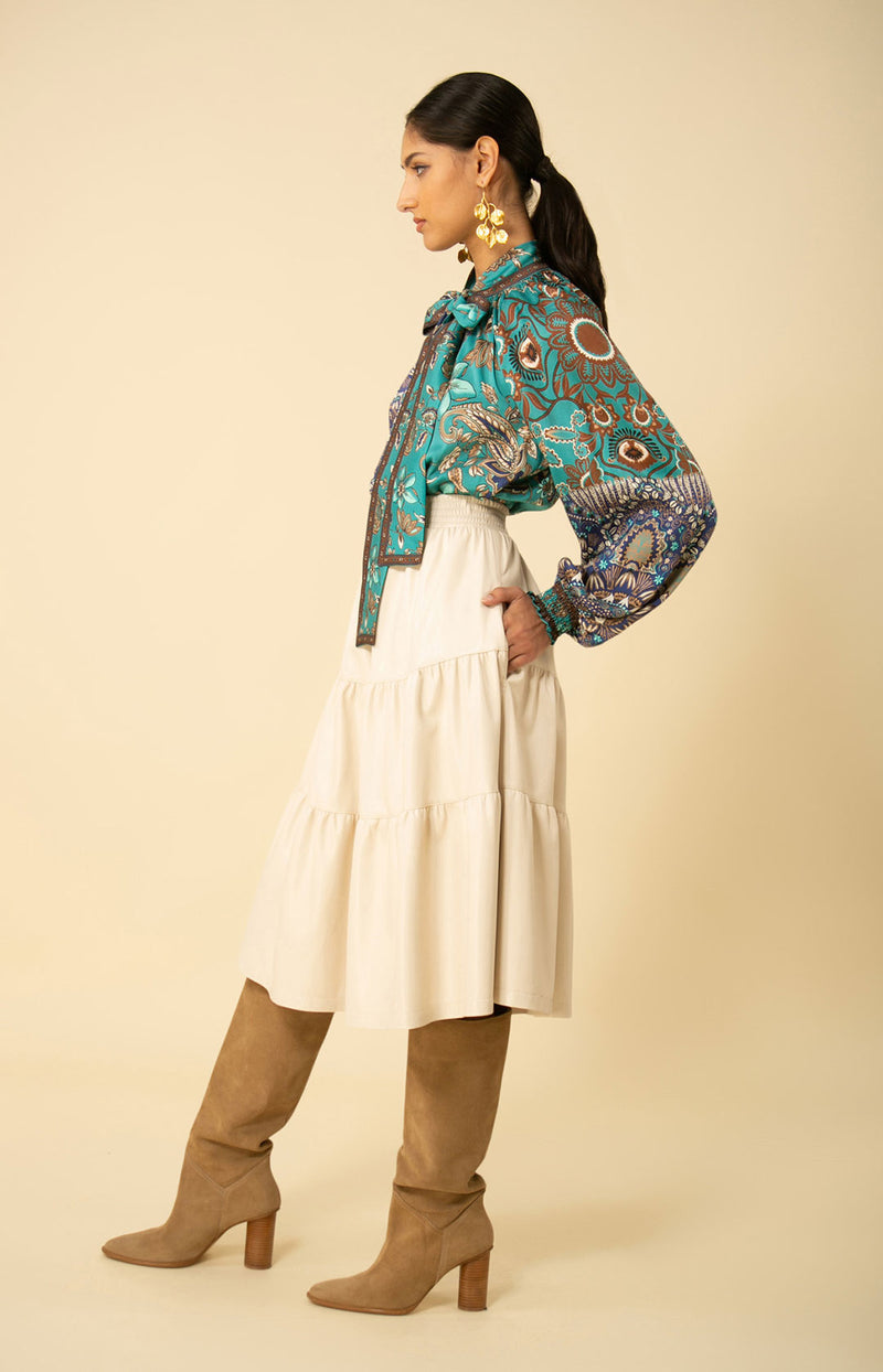 ADDISON TWILL SCARF TIE NECK TOP