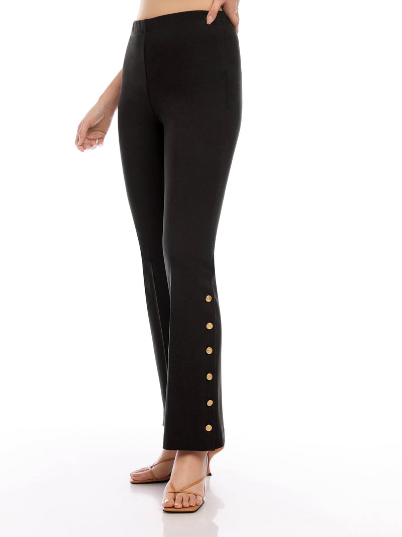 BUTTON HEM PANTS - BLK