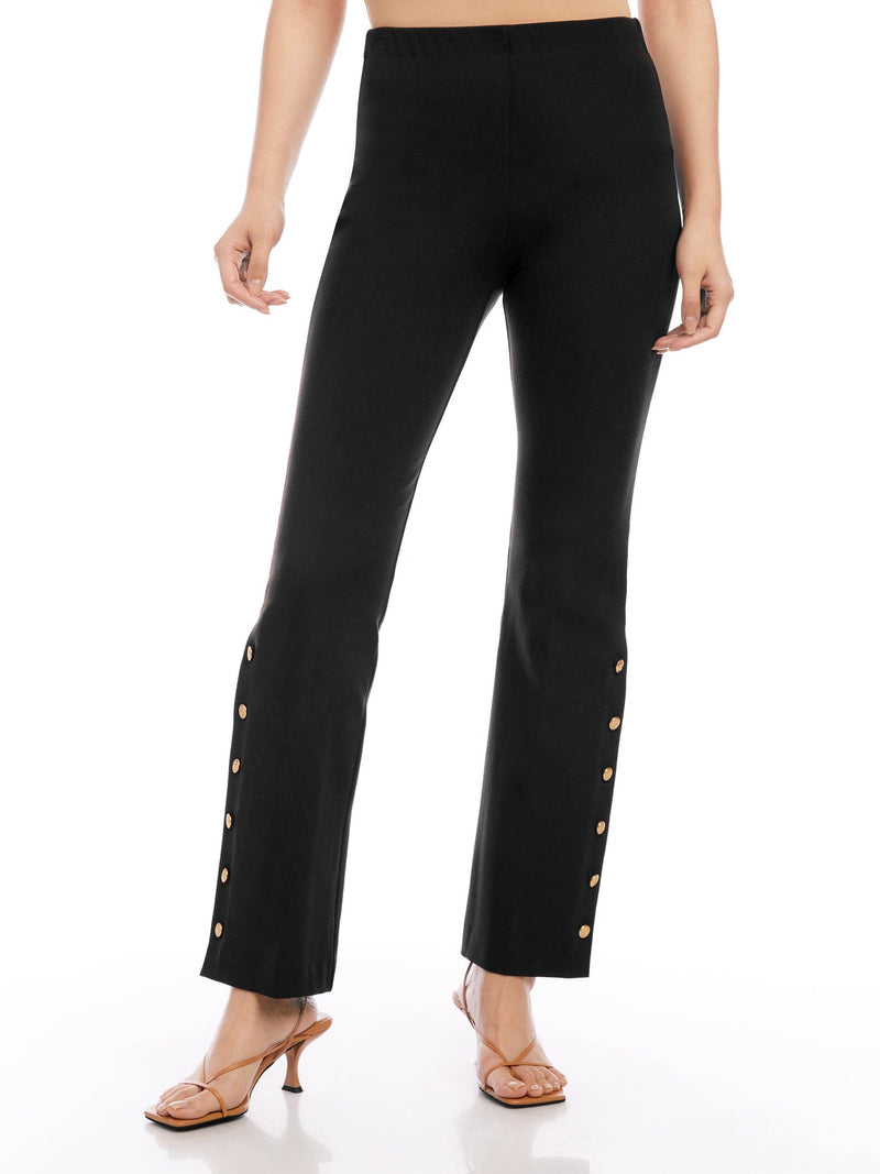 BUTTON HEM PANTS - BLK