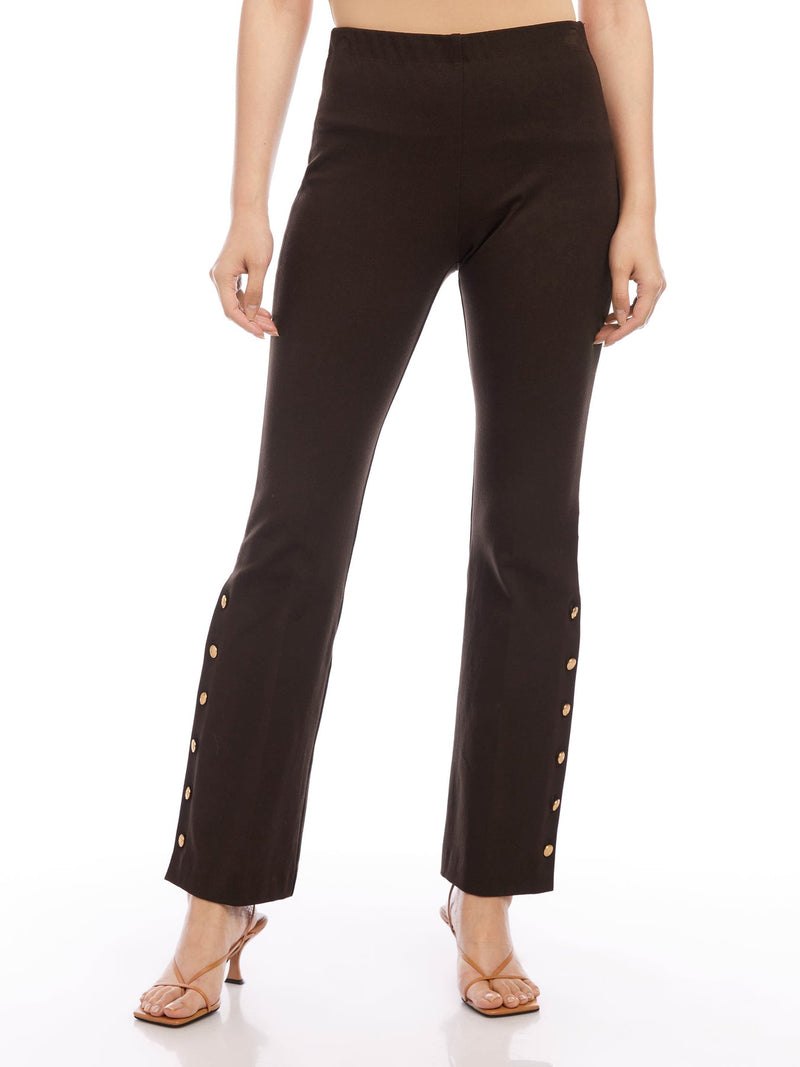 BUTTON HEM PANTS - BLK
