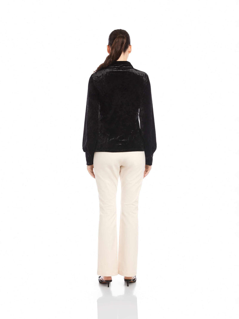 BIANCA COLLARED SHIRRED TOP - BLK