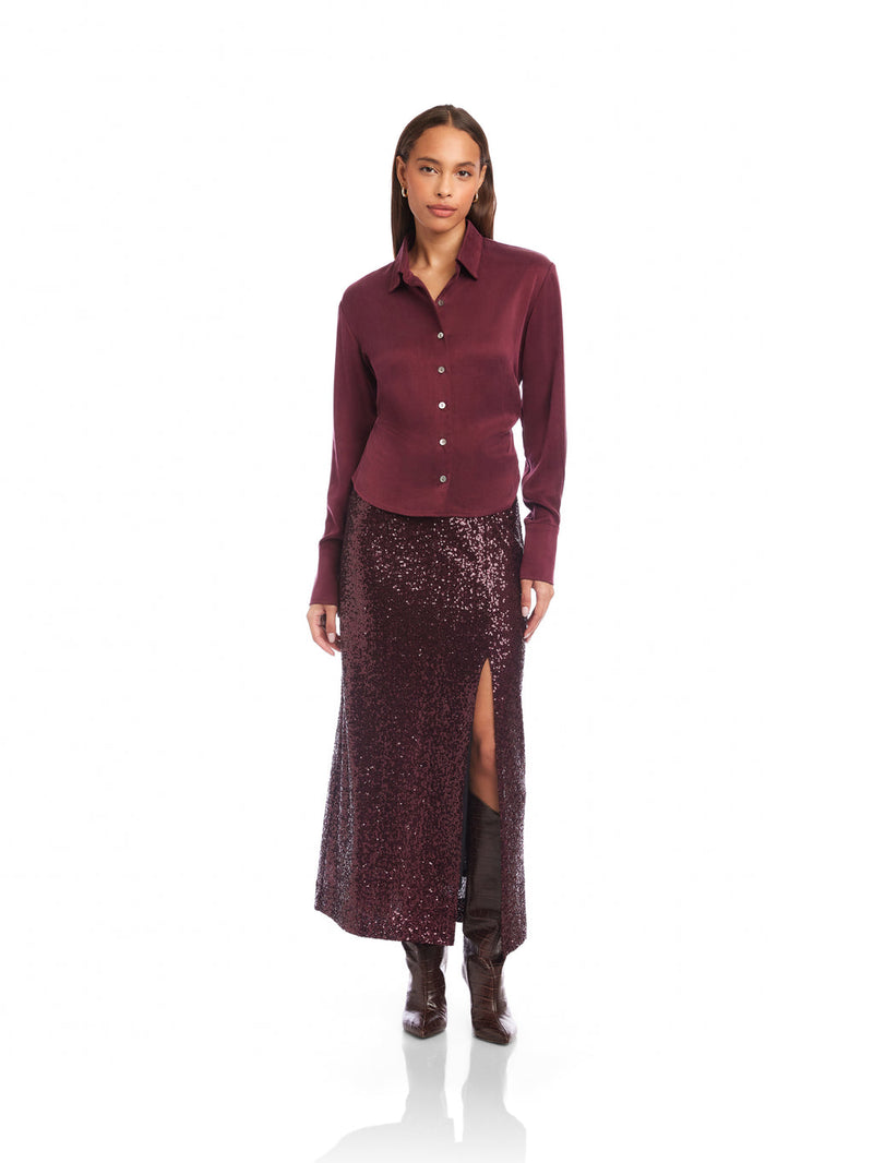TAWNIE SIDE PLEAT SHIRT - WINE