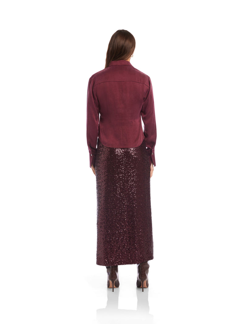 TAWNIE SIDE PLEAT SHIRT - WINE