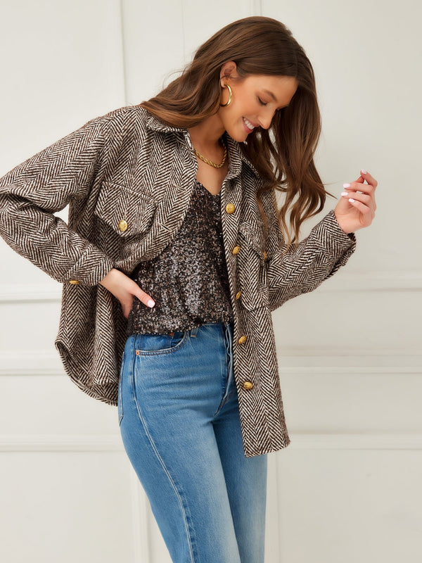 HERRINGBONE SHIRT JACKET