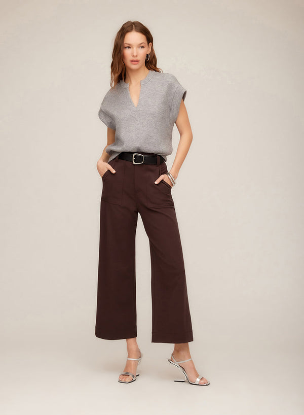 MORGAN V-NECK TOP - GRY