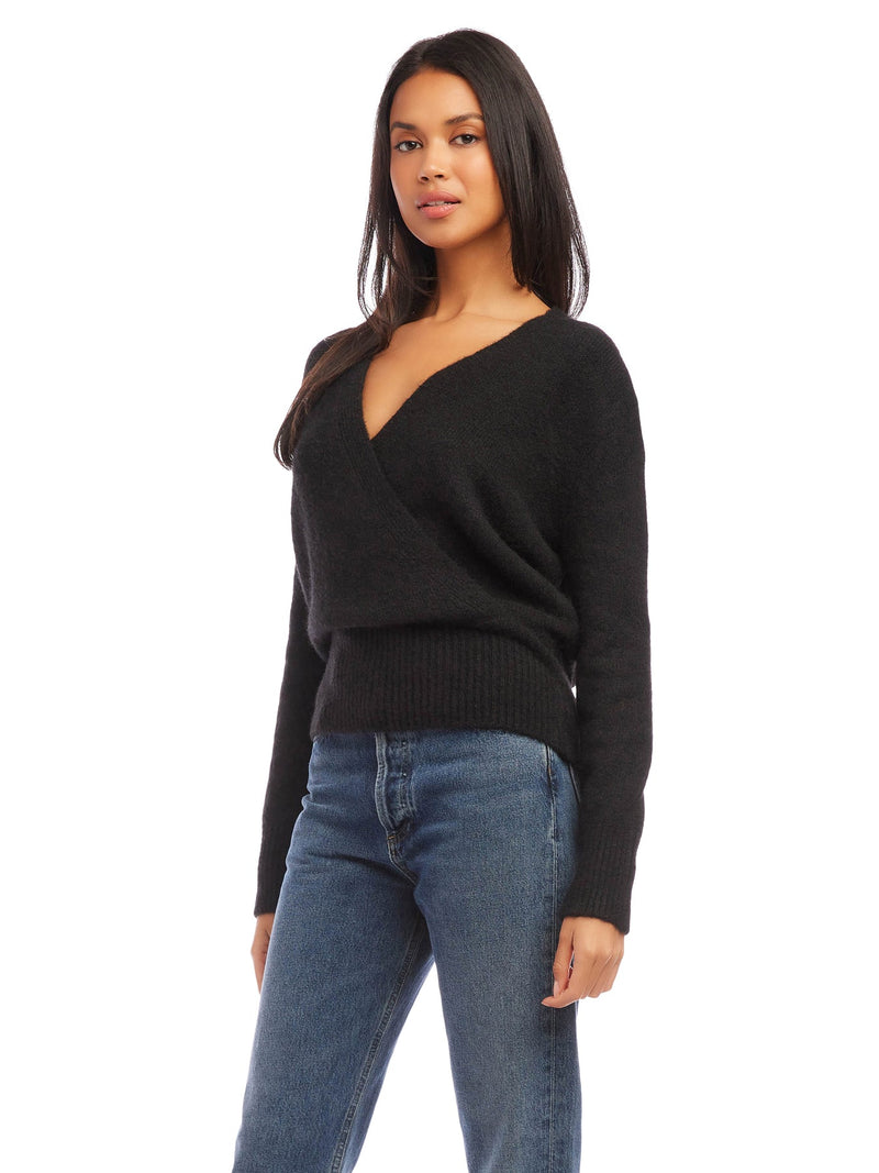 WRAP SWEATER - BLK