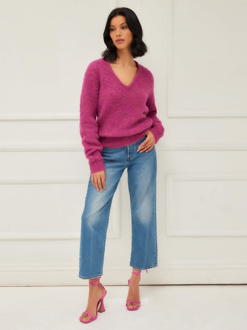 V-NECK SWEATER - RASPBERRY PINK
