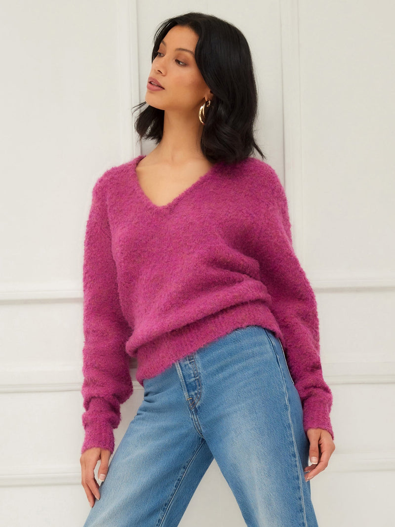 V-NECK SWEATER - RASPBERRY PINK