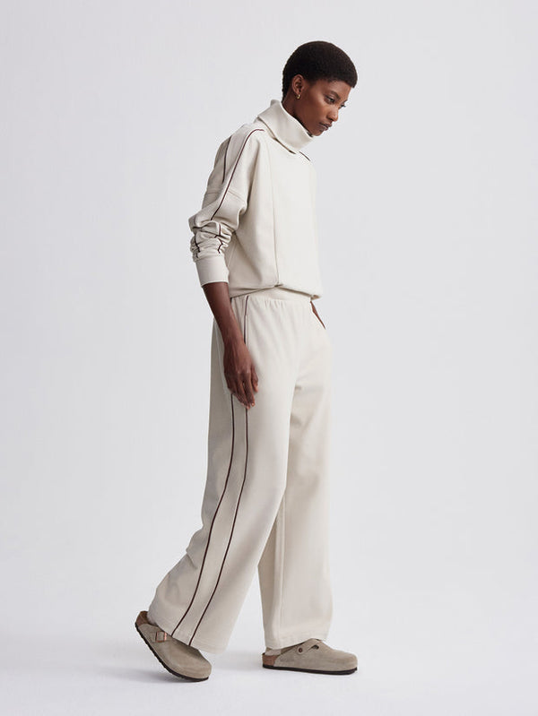 BRUSHED RIB WIDE LEG - CEMENT
