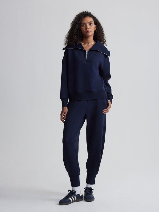 CATHERINE HALF ZIP SWEAT - NAVY
