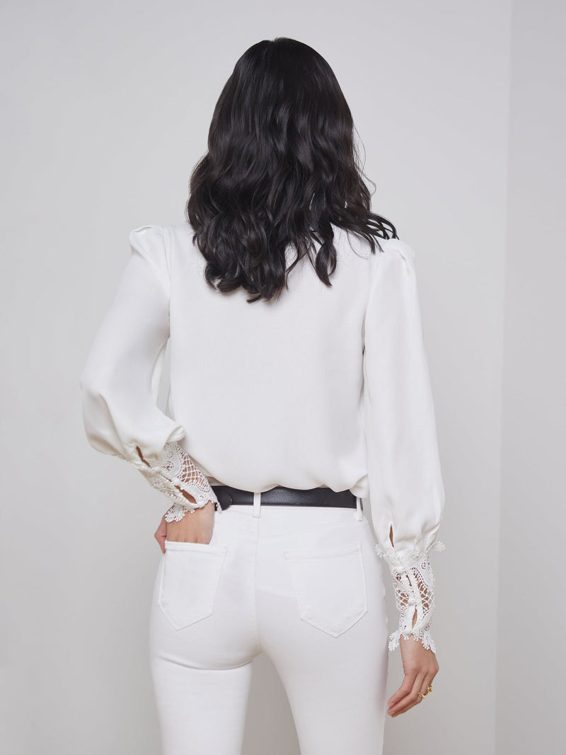 AVA LACE CUFF BLOUSE - IVORY