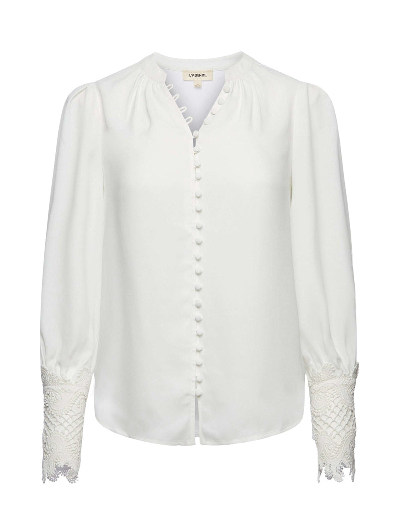 AVA LACE CUFF BLOUSE - IVORY